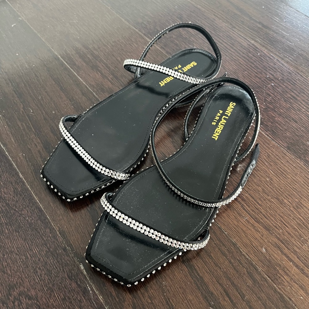 YSL Black Diamond Sandals Size 36.5 (6.5)